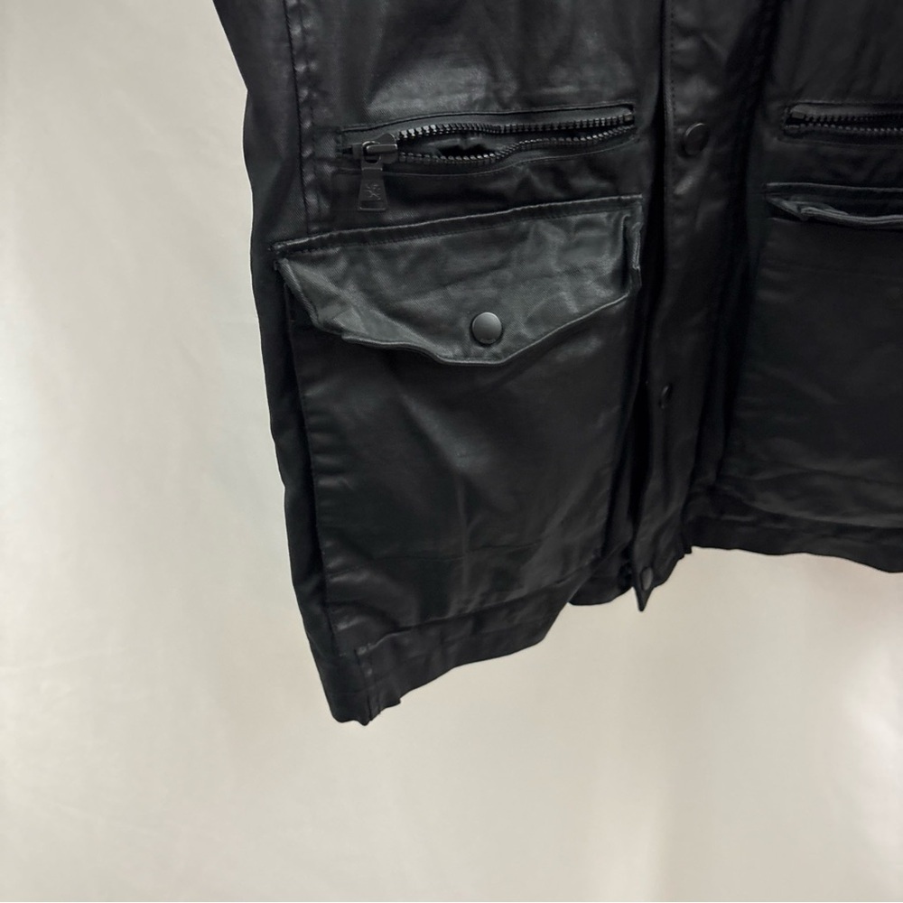 Express Jacket Mens Large Black Utility Pockets Full Zip Snap Front - Picture 4 of 13
